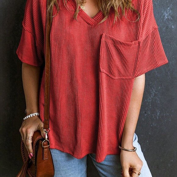 Redwood Casual Women's Twisted Threaded Short-Sleeved T-Shirt - Picture 4 of 6